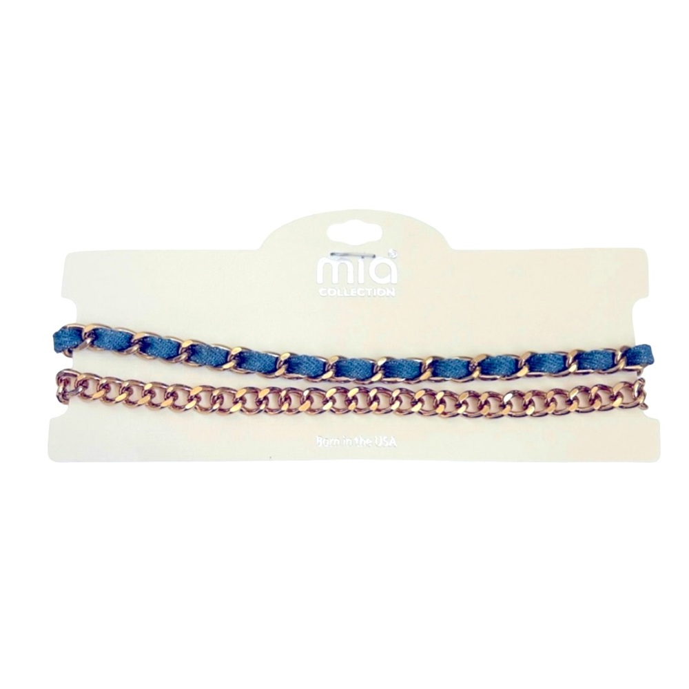 Mia Collection Gold & Denim Choker Set